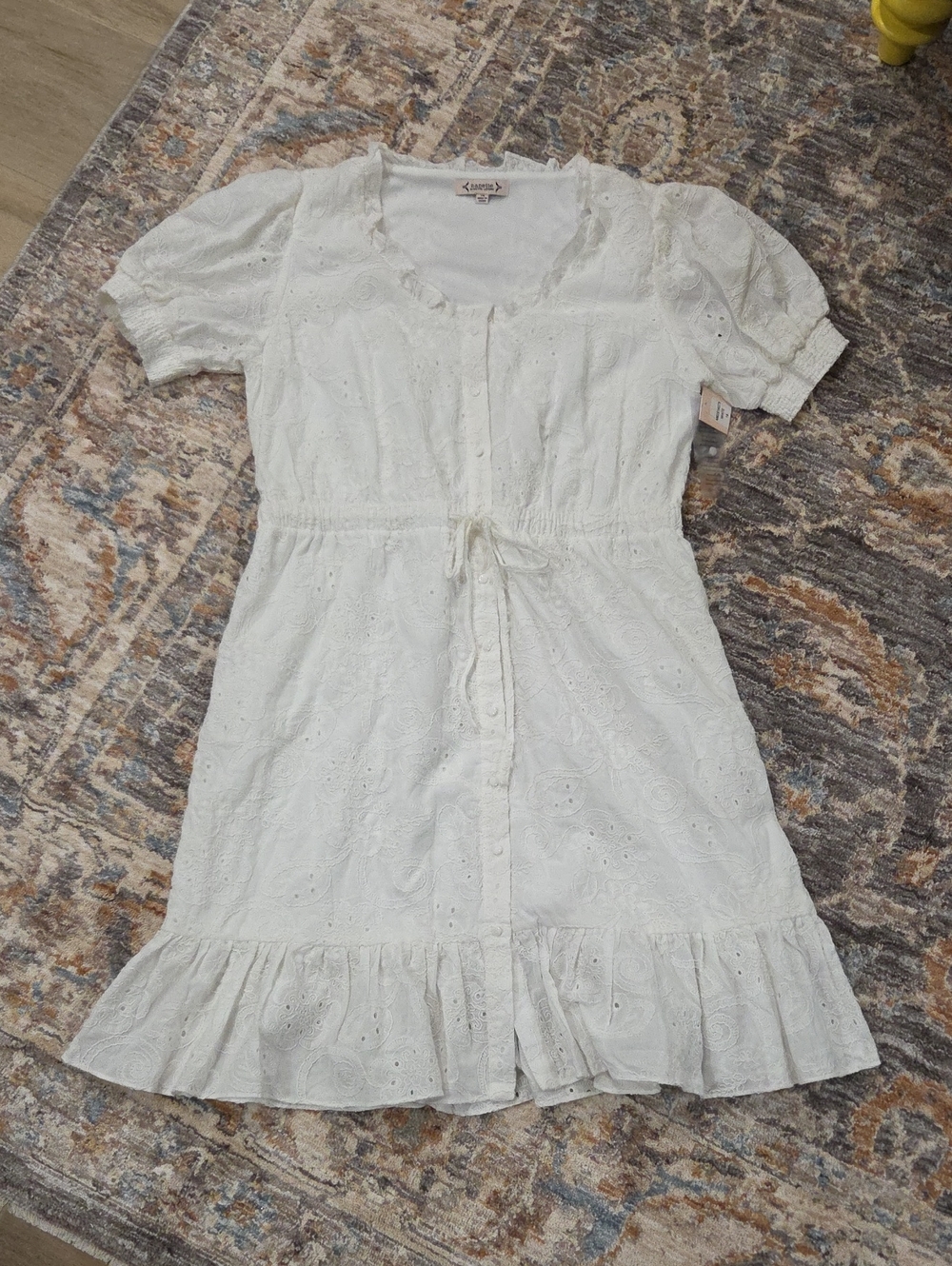White Eyelet Button-Front Dress